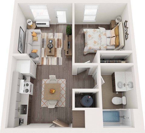 a floor plan of a studio apartment